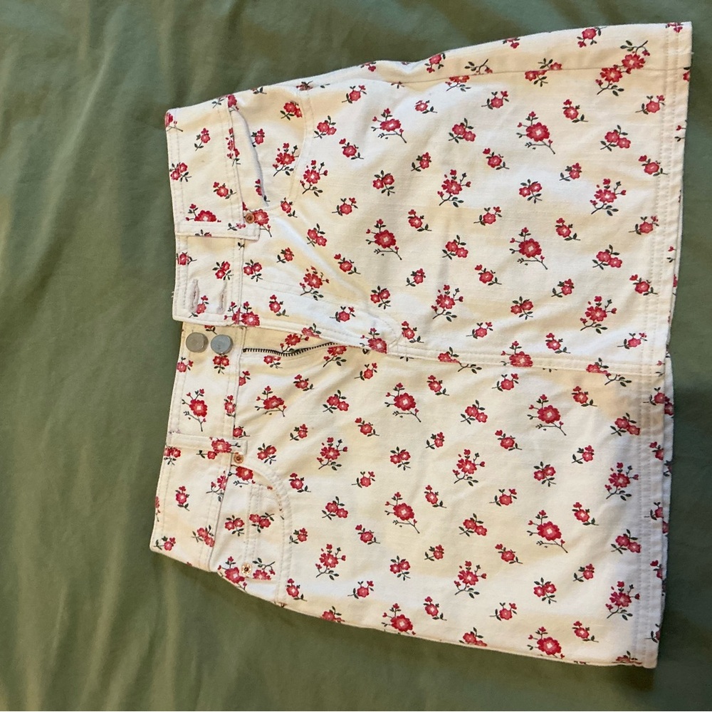 Urban Outfitters Cream Floral Midi Skirt
